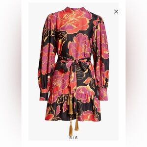 FARM Rio Vibrant Pink and Orange Floral Dress